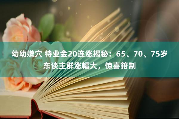 幼幼嫩穴 待业金20连涨揭秘：65、70、75岁东谈主群涨幅大，惊喜箝制