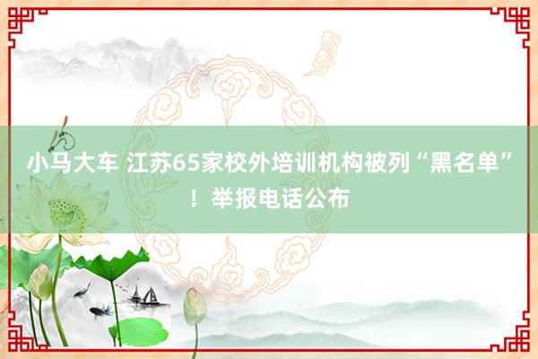 小马大车 江苏65家校外培训机构被列“黑名单”！举报电话公布