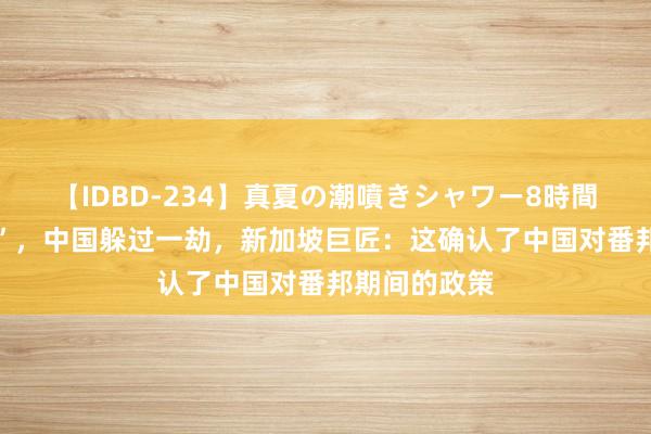 【IDBD-234】真夏の潮噴きシャワー8時間 微软“蓝屏”，中国躲过一劫，新加坡巨匠：这确认了中国对番邦期间的政策