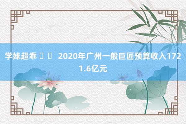 学妹超乖 		 2020年广州一般巨匠预算收入1721.6亿元