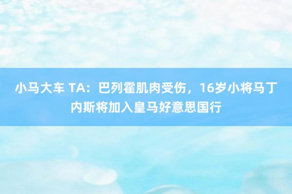 小马大车 TA：巴列霍肌肉受伤，16岁小将马丁内斯将加入皇马好意思国行