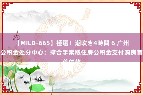 【MILD-665】極選！潮吹き4時間 6 广州住房公积金处分中心：撑合手索取住房公积金支付购房首付款