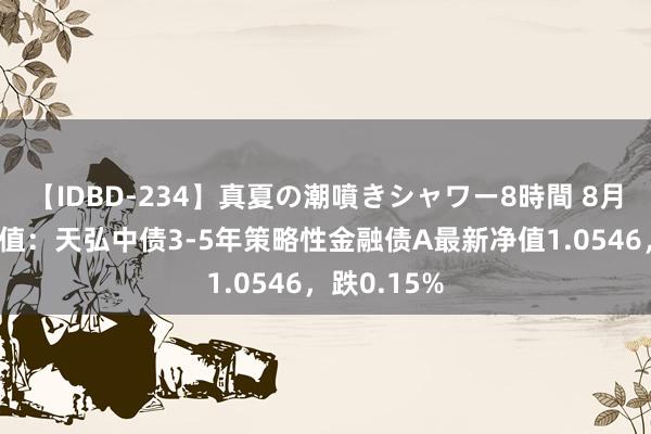 【IDBD-234】真夏の潮噴きシャワー8時間 8月8日基金净值：天弘中债3-5年策略性金融债A最新净值1.0546，跌0.15%