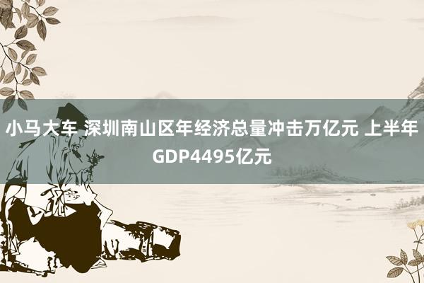 小马大车 深圳南山区年经济总量冲击万亿元 上半年GDP4495亿元