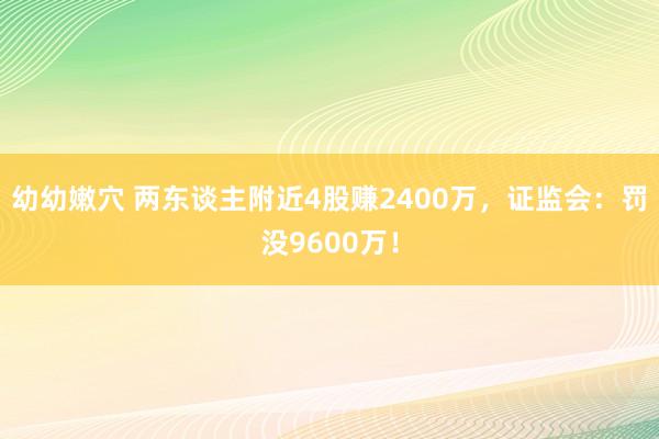 幼幼嫩穴 两东谈主附近4股赚2400万，证监会：罚没9600万！