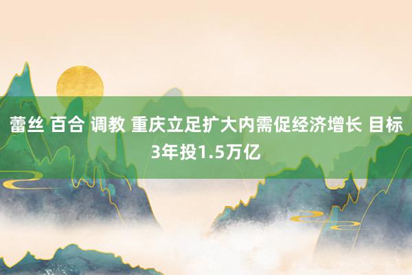 蕾丝 百合 调教 重庆立足扩大内需促经济增长 目标3年投1.5万亿