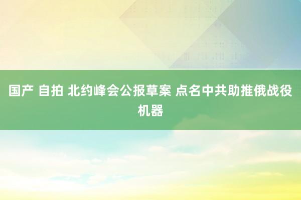 国产 自拍 北约峰会公报草案 点名中共助推俄战役机器